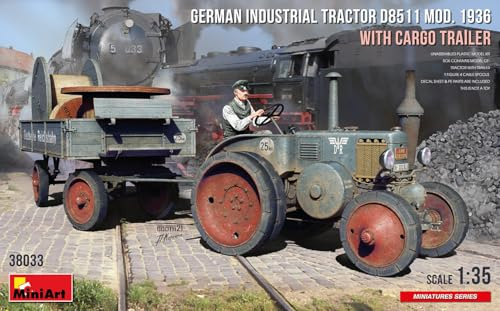 Mini Art 38033 1:35 Dt. In. Traktor D8511 m. Anhän. (1) - Originalgetreue Nachbildung, Modellbau, Plastik Bausatz, LKW, Auto, Für Erwachsene, Unlackiert