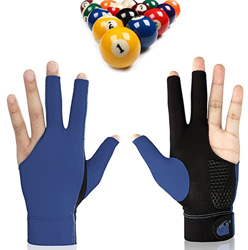 Hayaww 3 Finger Snooker Gloves,Billiard Pool Cue Gloves Billiard Non Slip Billiard Glove Pool Gloves Left Hand Billiard Pool Gloves Wear-Resistant Billiard Gloves Accessories For Men Women(Dunkelblau)