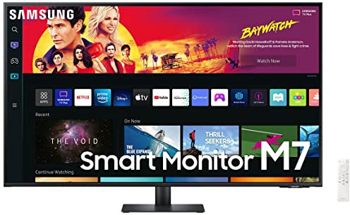 SAMSUNG M70B Series 4K UHD USB-C Smart Monitor & Streaming TV, 4ms, 60Hz, HDR10, Wireless Display, Gaming and IoT Hubs, Alexa Built-in, 2022, LS43BM702UNXZA, Black