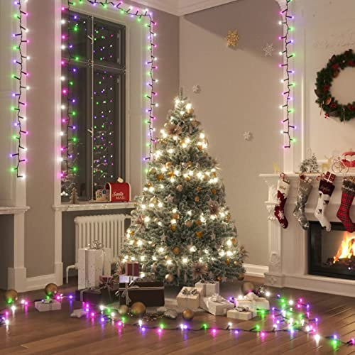 Tidyard LED Lichterkette Christbaumbeleuchtung Weihnachtsbaum Lichternetz Baumvorhang Weihnachtsdeko Weihnachtsbaumbeleuchtung mit 400 LEDs Pastell Mehrfarbig 4 m PVC