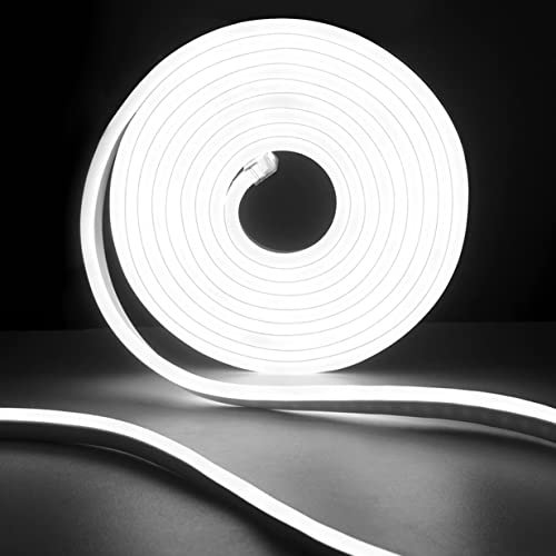 SUCIKORIO Neon Led Strip 10m, 230V Wasserdicht Feuerfest IP65 Neon LED Streifen Weiß 6000K Leds Lichterkette Außen 120 LED/M Flexibler DIY Lichtband mit Netzteil für Innen Aussenbereich Deko