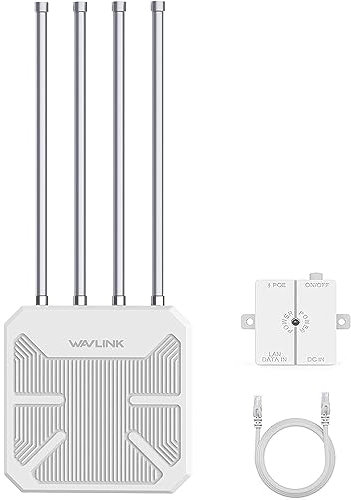 WAVLINK AX1800 Outdoor Wireless Access Point, Dual Band Weatherproof Outdoor WiFi 6 Access Point with Gigabit Ethernet, WPA2/WPA3-Mix Encryption, support 802.3af/at PoE(100M), flexible Installation