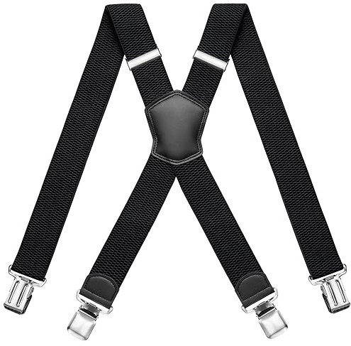 Sencillo Hosenträger Herren Breit mit Starken Clips X-Form Schwarz