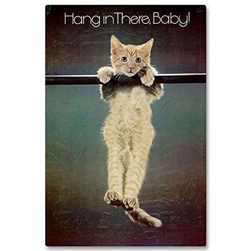 Vintage Matal Signs Cat Wall Decor Poster Hang in There,Baby Retro Vintage Metal Tin Sign Home Bar Kitchen Farmhouse Home Decor Schilder Geschenke 30,5 x 40,6 cm