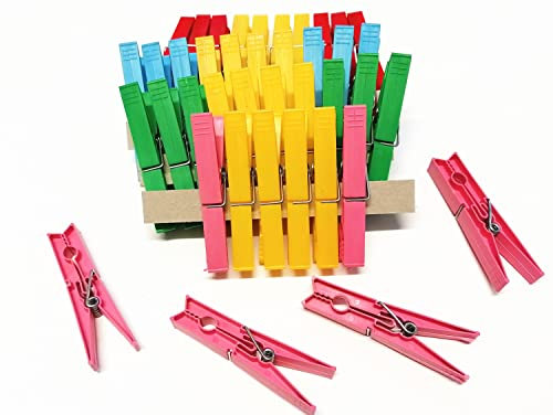 BIB Mollette Bucato In Plastica Ultraresistente 40 Pezzi con Sistema Antirottura - Pinze da Bucato in 3 Colori 9x1,8x1,1 cm (2 pacchi da 20 pz)