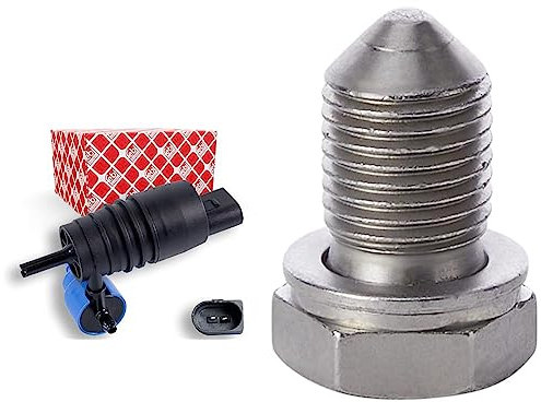 febi bilstein 26259 Waschwasserpumpe für Scheibenreinigungsanlage, 1 Stück & 48871 Ölablassschraube mit Dichtring, 1 Stück