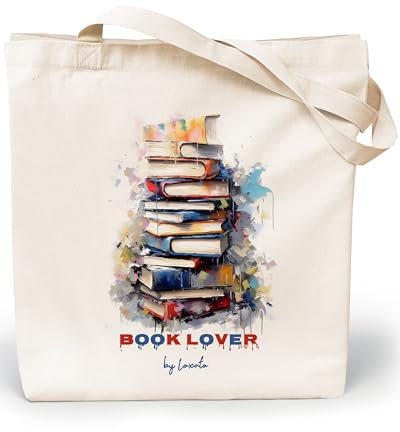 Loxato Stoffbeutel Bedruckt - Stofftasche - Baumwolltasche Bedruckt 100% B35 x H42 x T8 cm - Tragetasche Canvas-Stoff 220 g/m2 - Jutebeutel - Einkaufstasche Lange Henkel 70cm - Einkaufsbeutel