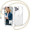 Nupcknn Handykette für iPhone 15 Pro Hülle mit Band,Ultra Dünn Transparent Handyhülle (Abnehmbar Einstellbar) Necklace mit Kordel zum Umhängen Kameraschutz Handy Kette Stossfest Schutzhülle(1.6M,Gold)