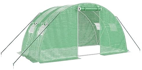 vidaXL Serre avec Cadre en Acier Vert 8 m² 4x2x2 m, polytunnel, Serre à Cadre Froid, Serre pour Tomate, Serre de Jardin, Serre pour Culture