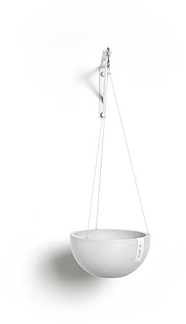 Ecopots Hängende Pflanzschale Blumentopf Brüssel Weiß - Durchmesser Ø 27 cm rund groß - Pflanzentopf aus Recycling Kunststoff - Übertopf modern für Indoor und Outdoor