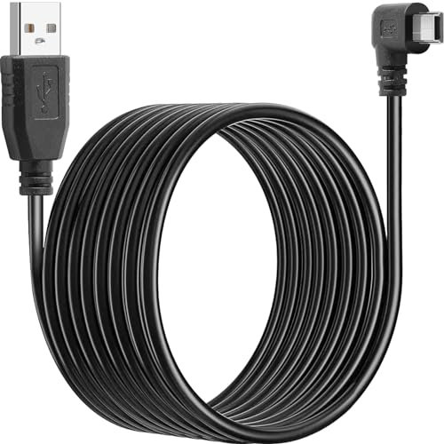 SAISN Mini USB Charging Cable Right Angle USB 2.0 Type A Male to Mini B Male Charger Cable Cord Lead 90 Degree USB to Mini B Wire Cord for Dash Cam Driving Recorder, 5M