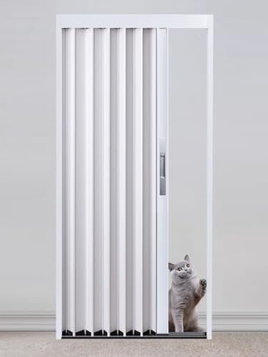 Schiebetür Falttür falttüren innentüren Scheunentür Aus Weißem Aluminium Für Schlafzimmer, Esszimmer Und Küche Speisekammer, Raumteilertür Faltschiebetür Für Badezimmer Mit Schloss ( Color : WxH , Siz