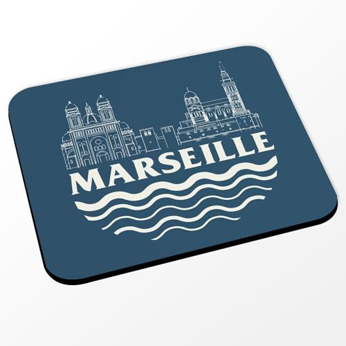 Fabulous Tapis de Souris Bleu - Marseille Minimalist France Ville Pastis Om - (Dimensions 24 x 20 cm)