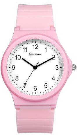 JewelryWe - Orologio da Polso in Silicone da Ragazzi Orologio Analogico al Quarzo Regalo per Donna Colore Rosa