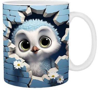 PHASZ Tasse de Hibou, Tasses Mignonnes Tasse de Hibou Peinte à Plat en en céramique, Tasses à café Tasse à café de nouveauté 11oz Décor de Hibou en céramique pour Les Amateu de thé au Lait de