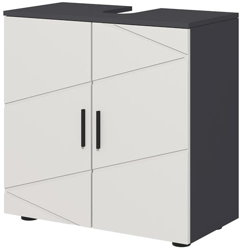 kleankin Under Sink Bathroom Cabinet, Bathroom Vanity Unit, Basin Storage Cupboard with Double Doors and Shelf, 10W x 20Dcm U Cut-Out, Light Grey