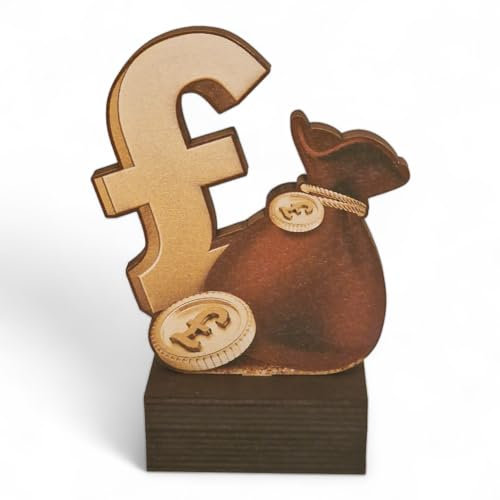Trophy Monster Pound Sign Money Business Trophy FREE Engraved Plate | For Company, Fundraising & Sales | Made from Sustainable Printed 8mm Thick Birch Plywood | Buy in 5 Sizes (135mm)