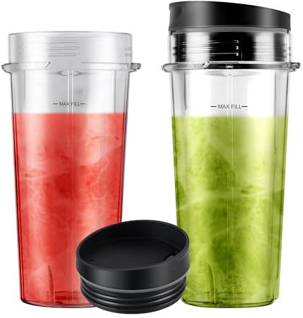 MEET JUICE 2-Pack 16oz Ninja Blender Replacement Cups with Sip Lids, Blender Replacement Parts Compatible with Nutri Ninja Blender BL770 BL780 BL660
