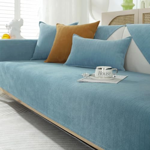 GKXLH Weiche Chenille rutschfest Sofa überzug 2 3 4 Sitzer(Hellblau,70x150) | Couch überzug Waschbar, Sofa Cover für Sektionssofa, Hund Sofabezug, Sofa überzug L Form, Ledersofaschoner für das Wohnzimmer