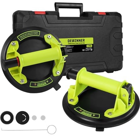DEWINNER 2 Pack 8 Glass Vacuum Suction Cups, Heavy-Duty Glass Suckers, Industrial Suction Cup with Carry Case for Lift Glass and Tiles (Green)