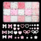 3D Nail Charms,1000PCS White Pink Heart Bow Pearl Nail Art Charms Flower Nail Gems with Gold Silver Caviar Beads,Rhinestones Nail Art Decorations for Women Girls Manicure Design DIY Craft