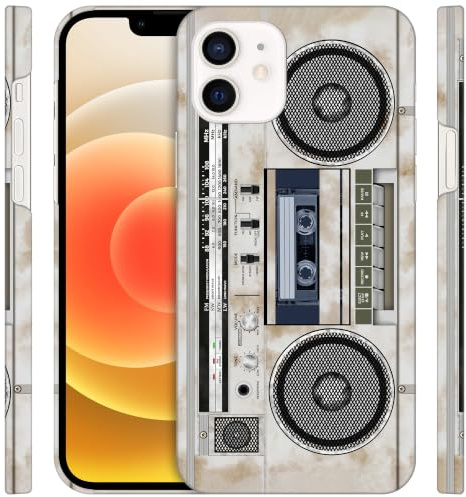 GlamCase for iPhone 12/12 Pro, iPhone 12/12 Pro Case - Vintage Radio Cassette Recorder Printed Slim Fit Cute Plastic Hard Snap on Protective Designer Back Case/Cover for iPhone 12/12 Pro.