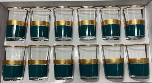 MIELIMON Juego de 12 vasos elegantes para té marroqui de 150ml, tazas de té persa árabe para servir café, café expreso (verde)