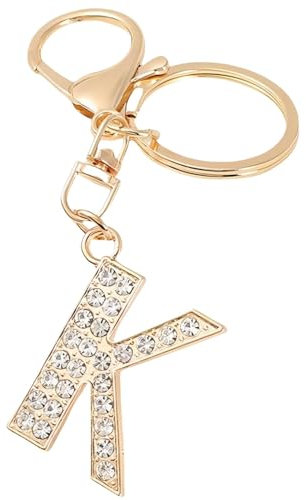 Luxetoys Porte-clés avec 26 lettres de l'alphabet anglais avec doré et brillant 4,4 cm pour décoration de clés et breloque de sac, K, 4.4cm