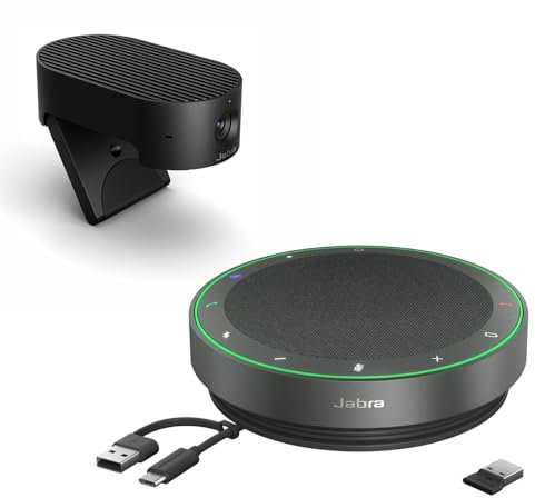 Jabra Speak2 75 Viva Voce Bluetooth Wireless, Ottimizzato per Microsoft Teams + Jabra PanaCast 20 Webcam, IA integrata (pack)
