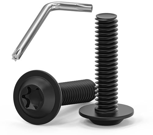 Dayalo 20 Stück M5x20 Schrauben Schwarzes, Linsenkopfschrauben mit Flansch, Torx Schrauben Edelstahl A2 V2A, Maschinenschrauben Vollgewinde, mit Torx Schlüssel für Möbelreparatur, DIY