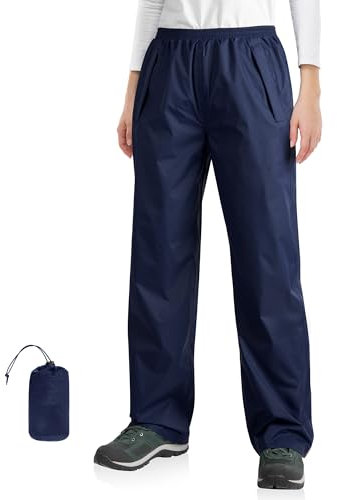 33,000ft Damen Regenhose wasserdichte Fahrrad Überziehhose Reflektierende Winddichte Leichte Outdoorhose zum Golf Wandern Angeln Navyblau 42 Kurz