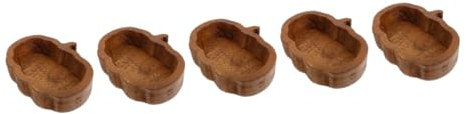 SHOWERORO 5pièces Bol Bois Forme De Citrouille Plat De Service Décoratif Pour Desserts Et Fruits Pour Repas Famille Fêtes Bois Foncé