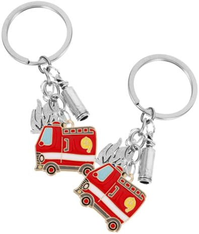 CALLARON 2pièces Porte-clés Pompier Métal Pendentif Porte-clés Décoratif Pratique Pour Clés Sacs Cadeau Fête Pompier