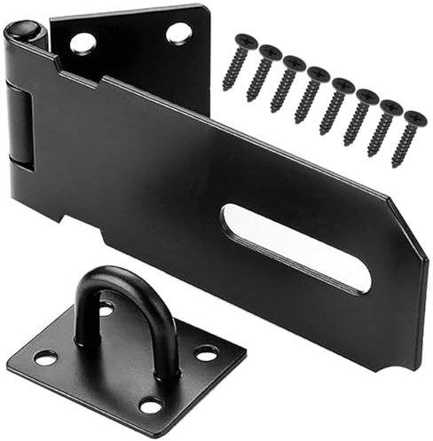 Litensh Cerradura de puerta de 7,6 cm, acero inoxidable 304, cierre de seguridad, cierre de puerta, cerradura de bisagra para puerta, color negro