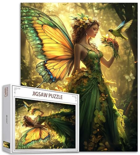 Puzzle Engel im Wald für Erwachsene, 1000 Teile, magische glitzernde Fee, DIY-Puzzles für anspruchsvolle Familienaktivitäten, Spiele, Heimdekoration, Kunst, Handwerk, einzigartige Geschenke, 50,8 x