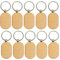 Qaixwuyi 10 Pièces Porte Clés Bois Bricolage Vierge Ovale Massif Etiquette Bois Avec Porte Clés Gravable pour Décoration Peinture Artisanale