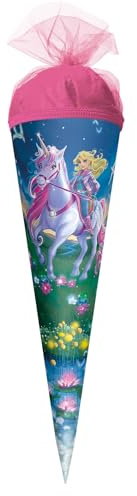 ROTH Motiv-Schultüte, Magische Einhornreiterin, 35 cm, rund, Tüllverschluss