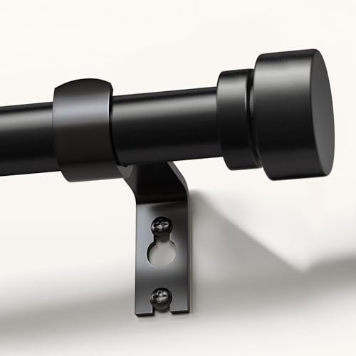 Lootkell Black Curtain Rods for Windows 48 to 84 Inches Adjustable Heavy Duty 1 Diameter Window Curtain Rod with Decorative Finials for Outdoor Farmhouse Bedroom Kitchen Living Room