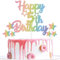 Gidobo 5th Rainbow Birthday Cake Toppers, Pastel Birthday Cake Decorations with Star Pick, Five Years Old Birthday Party Celebration Decorations for Boys and Girls