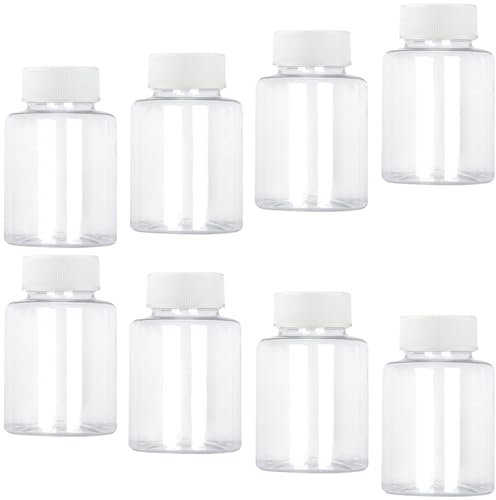 GYOUFU 100 ml transparent plastic bottle with sealing lid for travel, cosmetics, liquid storage (8 pack)
