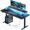 HLFURNIEU LED Bureau Assis Debout Electrique 140 x 60 cm, Bureau Gaming avec Prise Intégrée & Port USB, Support d'Écran, 3 Contrôle à Fonctions Mémoires, Table Gaming Noir