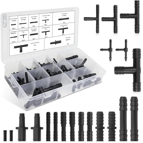 Assortiment de 113 raccords de tuyau en T pour lave-glace, systèmes d'arrosage de jardin
