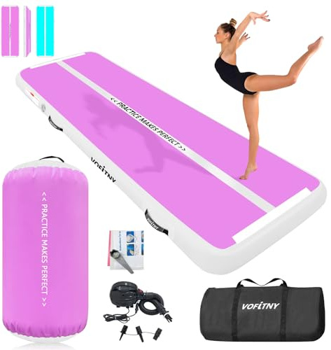 VOFiTNY Aufblasbare Gymnastikmatte mit Tumbling Barrel Tumble Track Matten für Gymnastik Air Roller Gymnastik Barrel Tumbling Track für Zuhause und Fitnessstudio