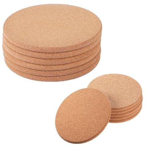 Cobenga 12 Pcs Thick Cork Placemats Set, 19 cm & 10 cm Cork Mats for Hot Pans Table, Heat Resistant Mats for Hot Pans and Pots for Coffee, Tea, Kettles, Pots, Pans, and Plants