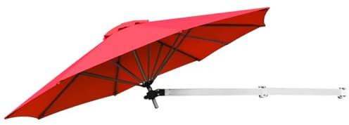 COSTWAY Sonnenschirm für die Wand, Wandschirm kippbar, Balkonschirm mit verstellbarer Aluminiumstange, wandmontierter Gartenschirm für Garten, Balkon, Hof, Ø 250 cm (Rot)