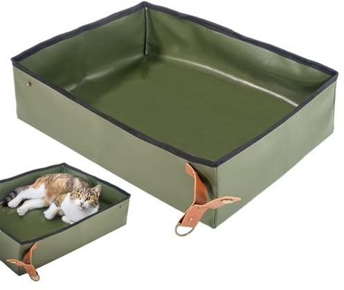 Tragbare Katzen Toilette wasserdichte Katzentoilette 30x40x10cm Reise Katzenklo PVC Oxford Katzenklo Ohne Deckel Platzsparende Toilette Für Unterwegs Zuhause Wohnung Hotel Auto Camping Flugreise
