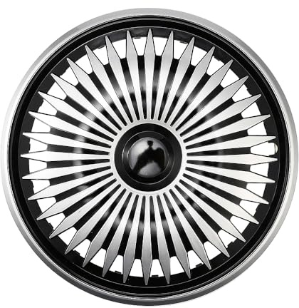 Radkappen 16 Zoll 4er Set Kompatibel mit Stahleisenfelge, Radblenden, Quick Snap Installation ABS Kunststoff Radzierblenden (Silber Schwarz)