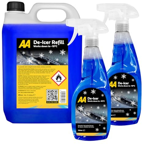 AA Fast Acting Deicer, 2 x 750ml + 5 Litre Refill, for Doors, Windows and Locks, Effective to -10°C