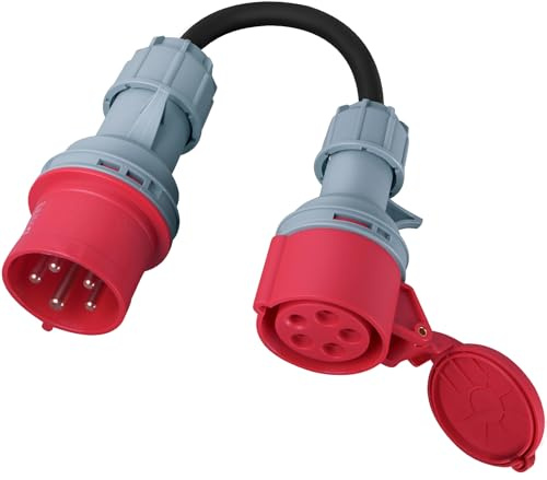CEE 3-Phasen Adapter, Aweohtle 32A Stecker auf 16A Kupplung (5-polig, 220V-415V), IP44, CEE Adapter für Elektroauto, Wohnmobil, Camping und Außenbereich