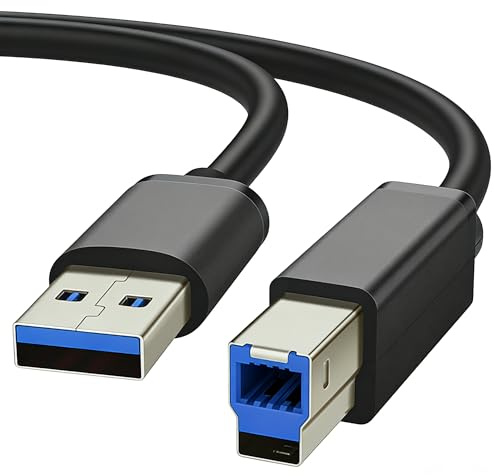AUNEK USB Printer Cable 1.8m USB A to B MIDI Cable for Digital Piano Cord | USB A to B Lead for MIDI Interface, DAC, Audio Interface, Keyboard, Controller and Drum Machine with Stable Transfer